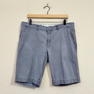 BRAX Bellevill Shorts Pigeon Blue Micro Grid Stretch Bermuda Flat Front